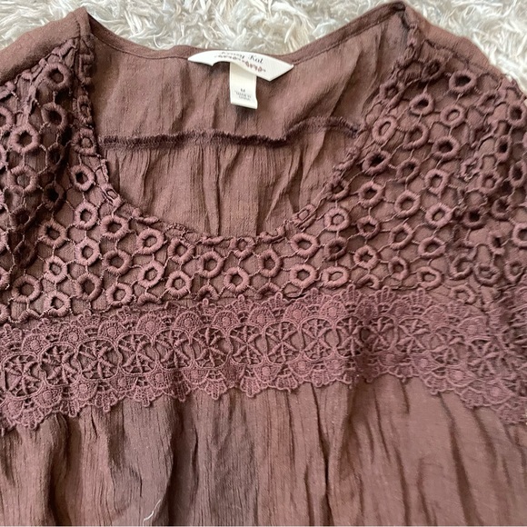 Krazy Kat women’s size medium quarter length sleeve blouse brown - Picture 2 of 6